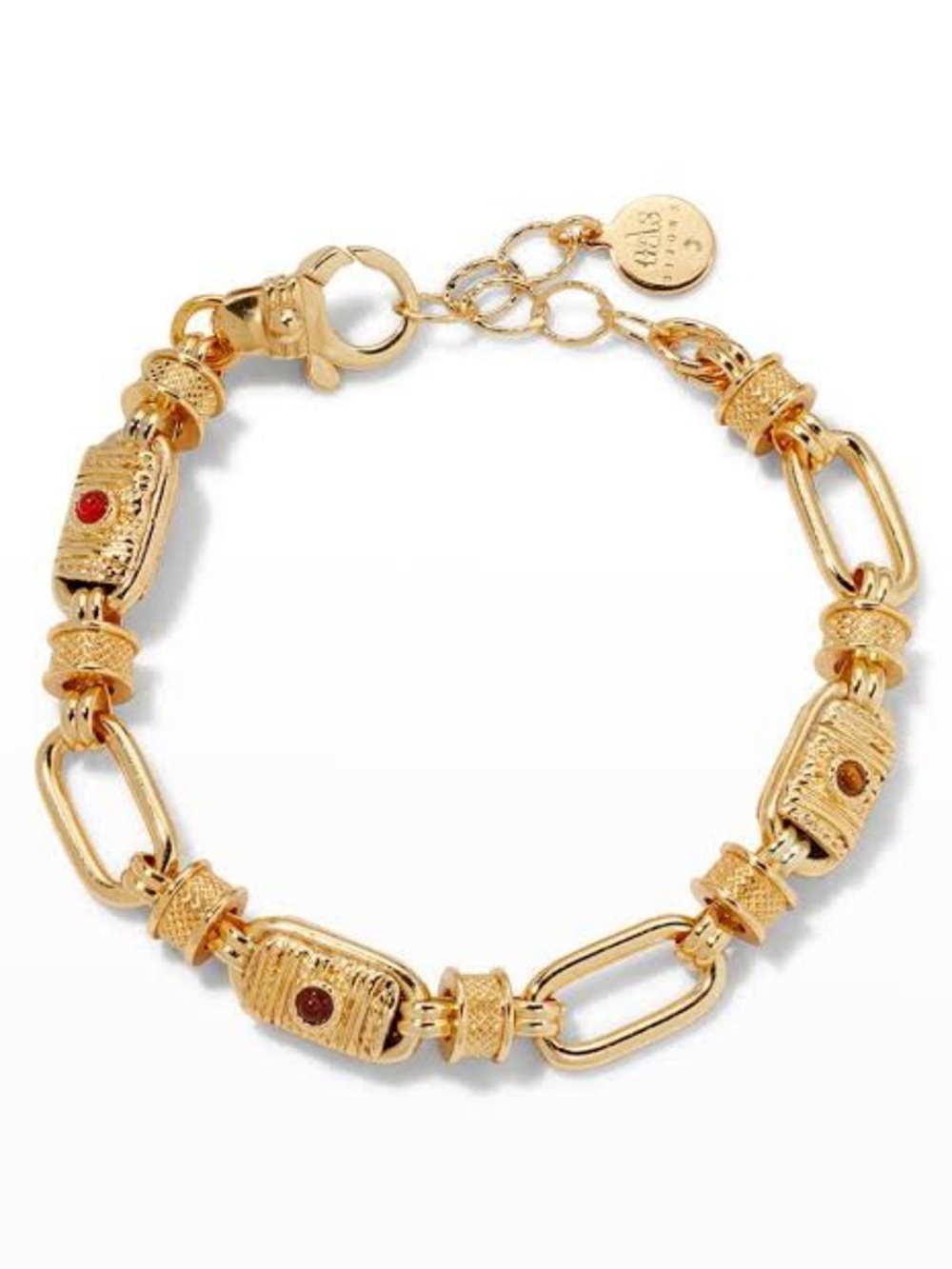 Gold Link Bracelet with Coral Accent Beads sezane